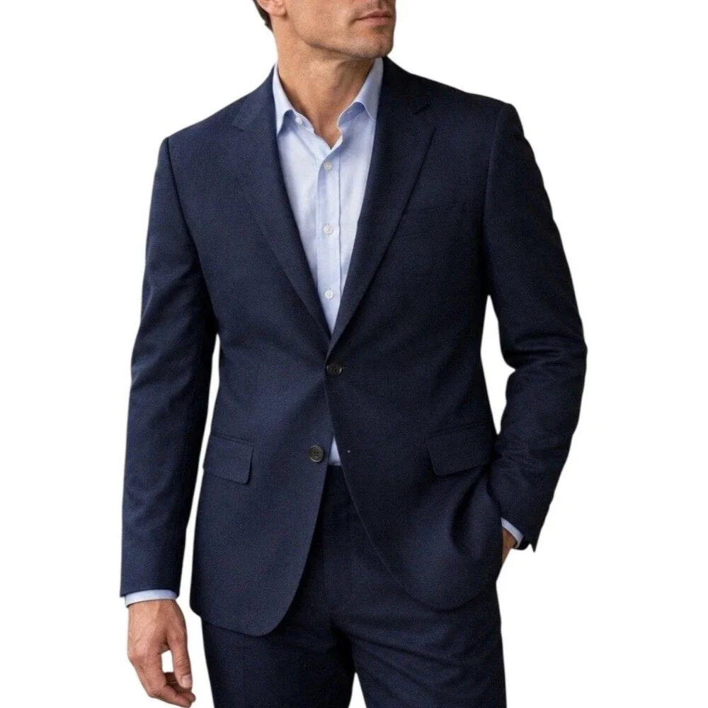 J Crew Suit Jacket Mens 36R Navy Worsted Wool Thompson‎ Slim Fit Formal Blazer